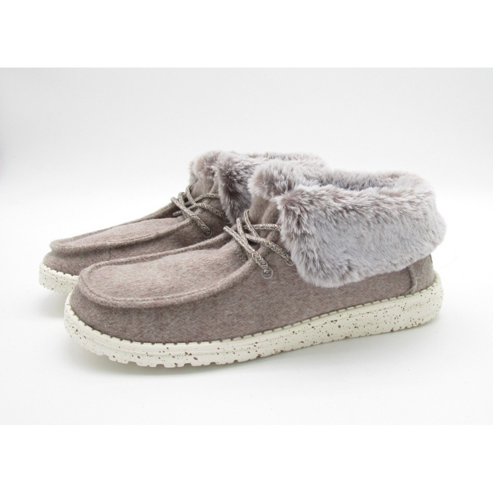 Hey Dude Britt Chocolate Furry Top Lace Up Sneaker Shoes Womens Sz 8 NWOB - Picture 4 of 10